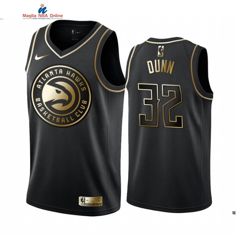 Maglia NBA Nike Atlanta Hawks #32 Kris Dunn Nero Oro 2020 Acquista