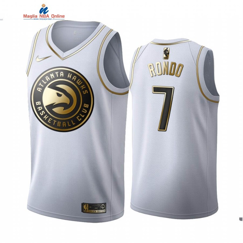 Maglia NBA Nike Atlanta Hawks #7 Rajon Rondo Bianco Oro 2020-21 Acquista