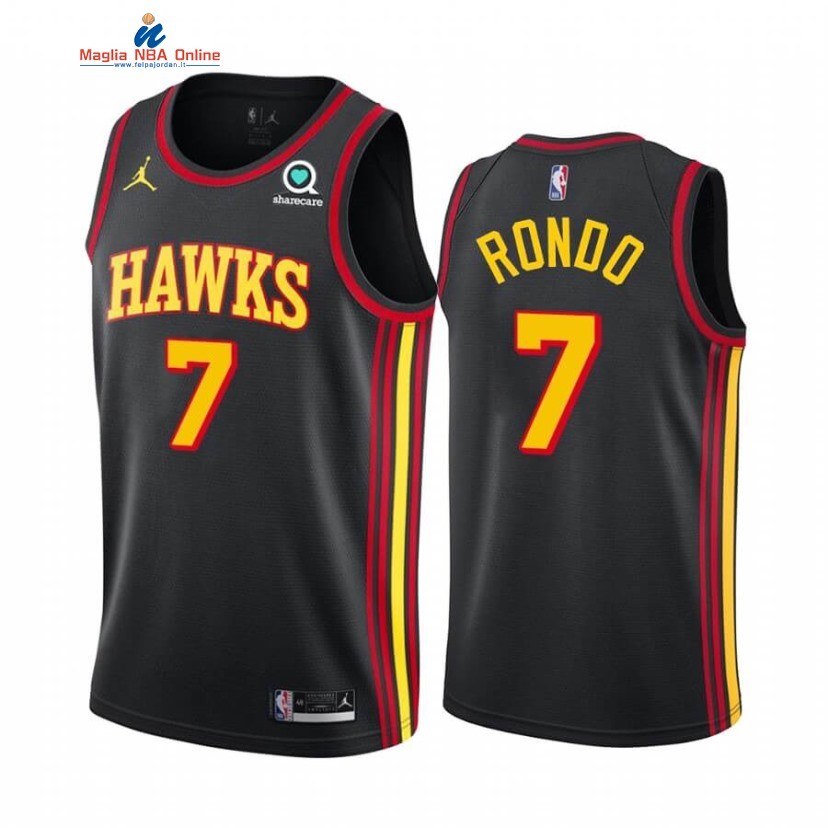 Maglia NBA Nike Atlanta Hawks #7 Rajon Rondo Nero Statement 2020-21 Acquista
