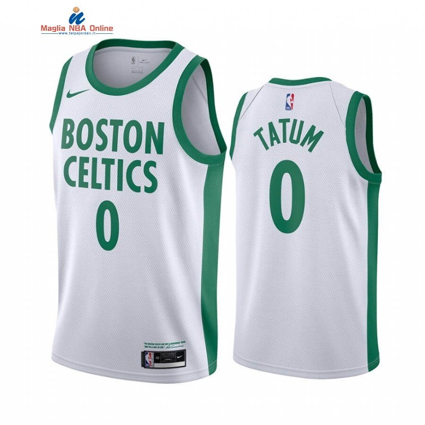 Maglia NBA Nike Boston Celtics #0 Jayson Tatum Nike Bianco Città 2020-21 Acquista