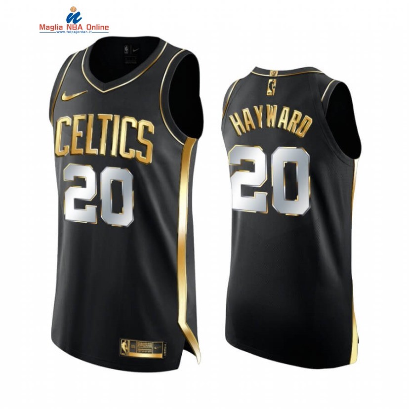 Maglia NBA Nike Boston Celtics #20 Gordon Hayward Nero Oro 2020-21 Acquista