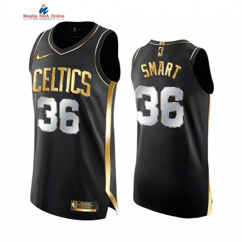 Maglia NBA Nike Boston Celtics #36 Marcus Smart Nero Oro 2020-21 Acquista