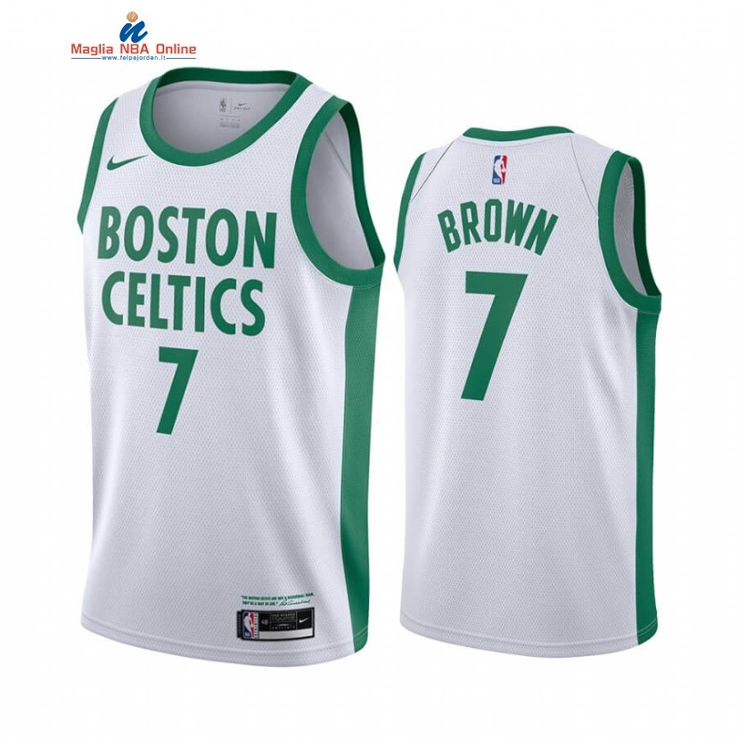 Maglia NBA Nike Boston Celtics #7 Jaylen Brown Nike Bianco Città 2020-21 Acquista