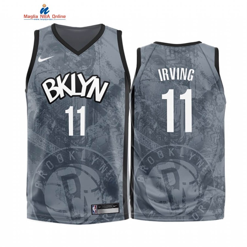Maglia NBA Nike Brooklyn Nets #11 Kyrie Irving Grigio 2020-21 Acquista