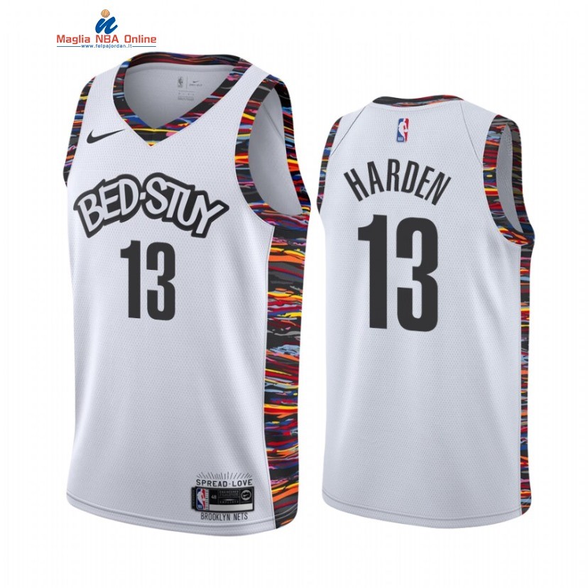Maglia NBA Nike Brooklyn Nets #13 James Harden Bianco Città 2020-21 Acquista