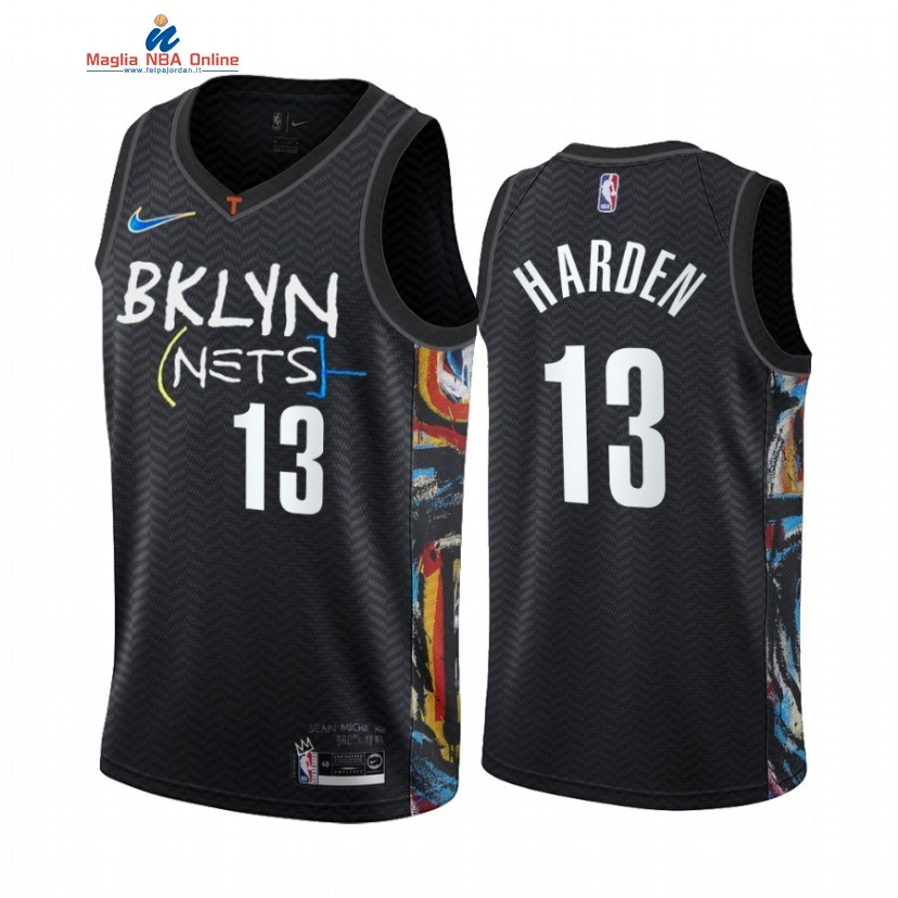 Maglia NBA Nike Brooklyn Nets #13 James Harden Nero Città 2020-21 Acquista