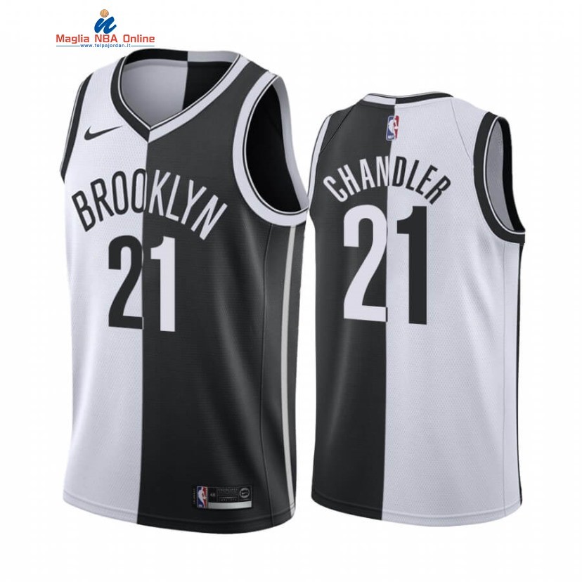 Maglia NBA Nike Brooklyn Nets #21 Wilson Chandler Bianco Nero Split Edition Acquista