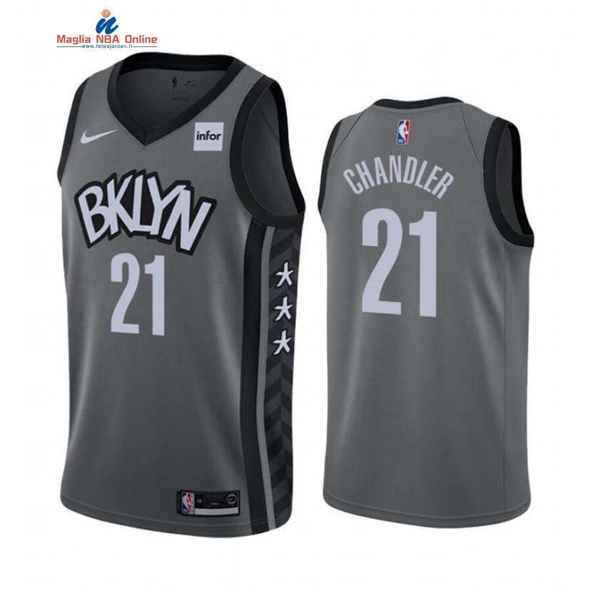 Maglia NBA Nike Brooklyn Nets #21 Wilson Chandler Grigio Statement 2019-20 Acquista