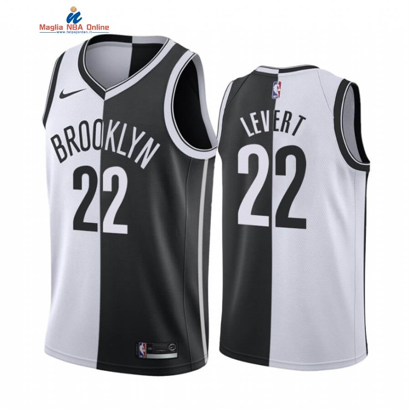 Maglia NBA Nike Brooklyn Nets #22 Caris LeVert Bianco Nero Split Edition Acquista