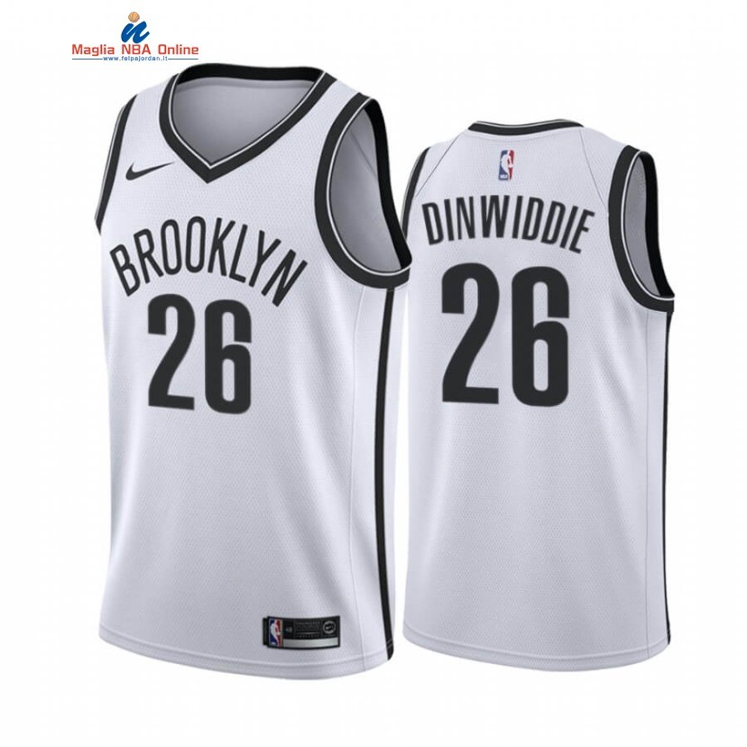 Maglia NBA Nike Brooklyn Nets #26 Spencer Dinwiddie Bianco Association 2019-20 Acquista