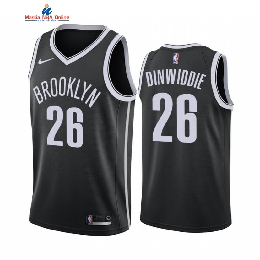 Maglia NBA Nike Brooklyn Nets #26 Spencer Dinwiddie Nero Icon 2019-20 Acquista