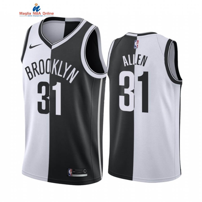 Maglia NBA Nike Brooklyn Nets #31 Jarrett Allen Bianco Nero Split Edition Acquista