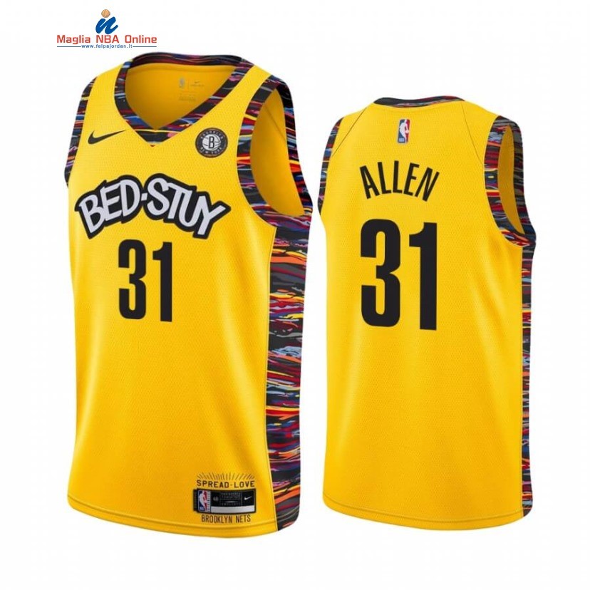 Maglia NBA Nike Brooklyn Nets #31 Jarrett Allen Giallo Città 2019-20 Acquista