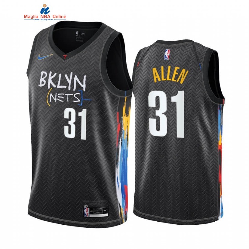 Maglia NBA Nike Brooklyn Nets #31 Jarrett Allen Nero Città 2020-21 Acquista
