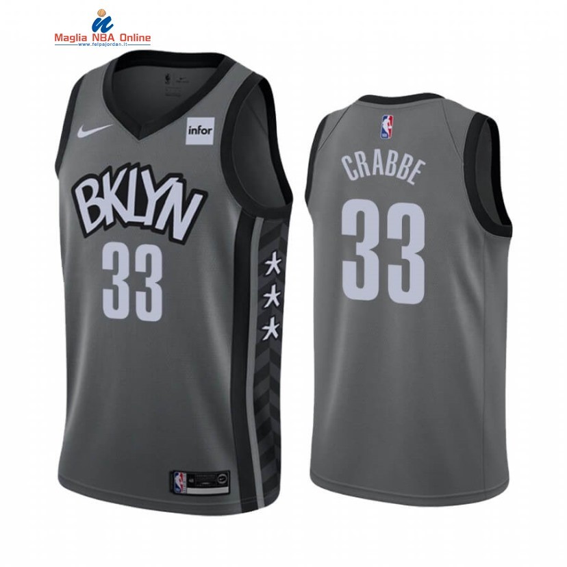 Maglia NBA Nike Brooklyn Nets #33 Allen Crabbe Grigio Statement 2019-20 Acquista