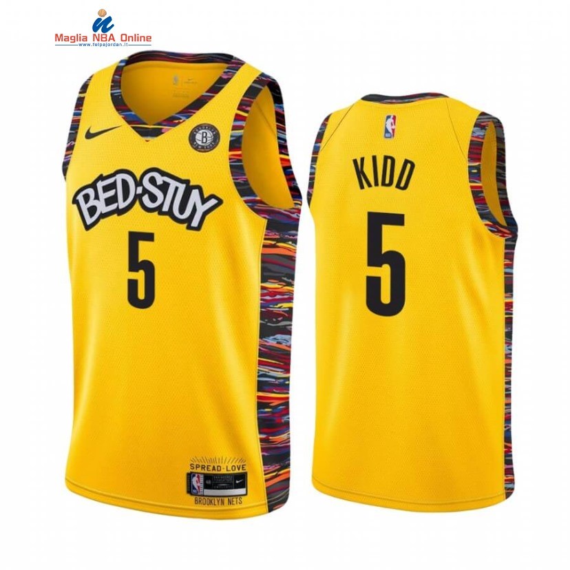 Maglia NBA Nike Brooklyn Nets #5 Jason Kidd Giallo Città 2019-20 Acquista