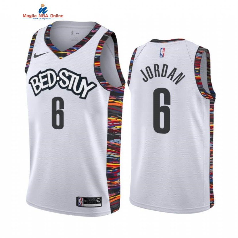 Maglia NBA Nike Brooklyn Nets #6 DeAndre Jordan Bianco Città 2020-21 Acquista