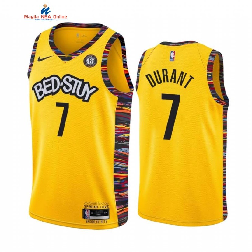 Maglia NBA Nike Brooklyn Nets #7 Kevin Durant Giallo Città 2019-20 Acquista