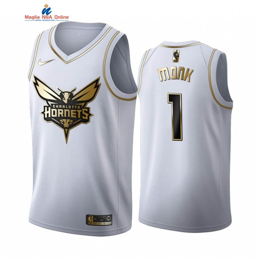 Maglia NBA Nike Charlotte Hornets #1 Malik Monk Bianco Oro 2019-20 Acquista