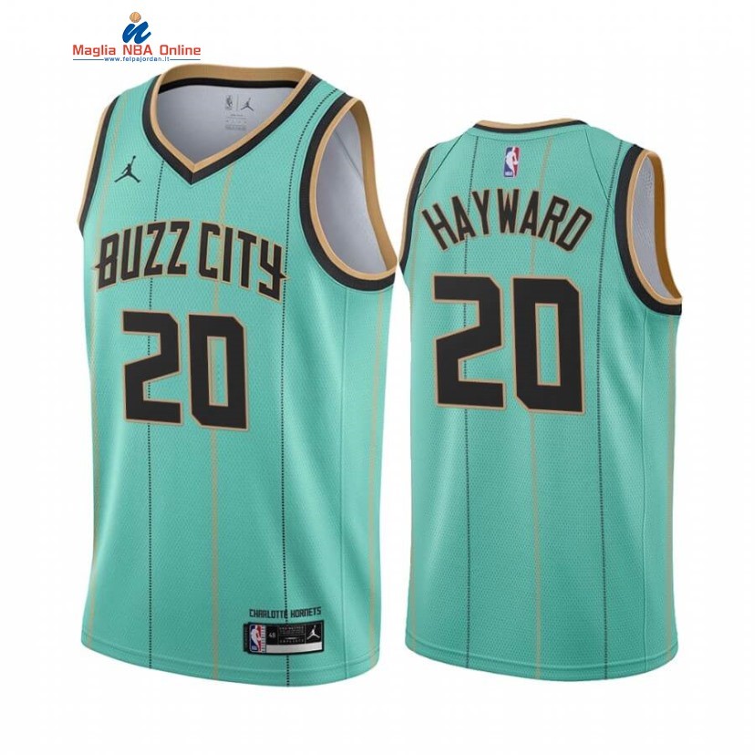 Maglia NBA Nike Charlotte Hornets #20 Gordon Hayward Verde Città 2020-21 Acquista