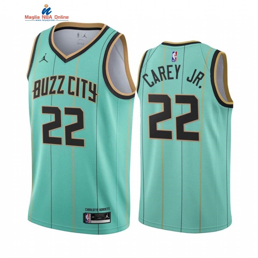 Maglia NBA Nike Charlotte Hornets #22 Vernon Carey Jr. Verde Città 2020-21 Acquista