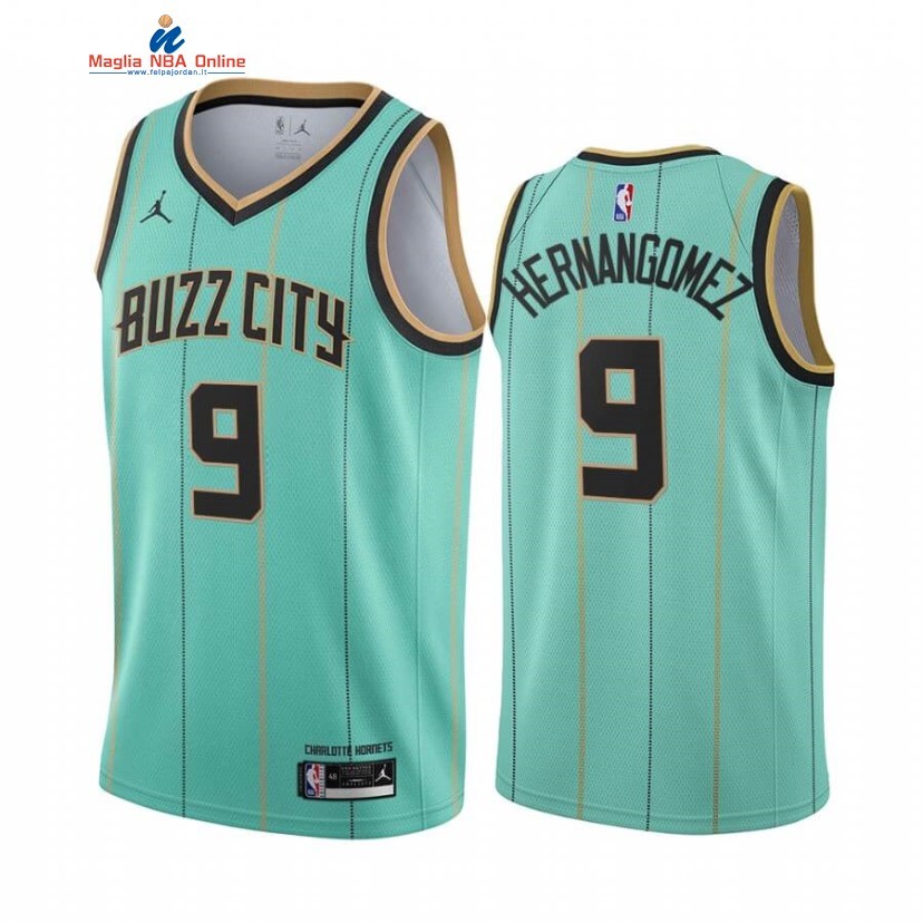 Maglia NBA Nike Charlotte Hornets #9 Willy Hernangomez Verde Città 2020-21 Acquista