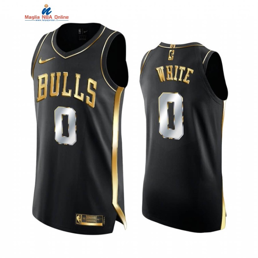 Maglia NBA Nike Chicago Bulls #0 Coby White Nero Oro 2020-21 Acquista