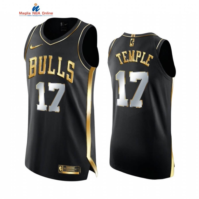 Maglia NBA Nike Chicago Bulls #17 Garrett Temple Nero Oro 2020-21 Acquista