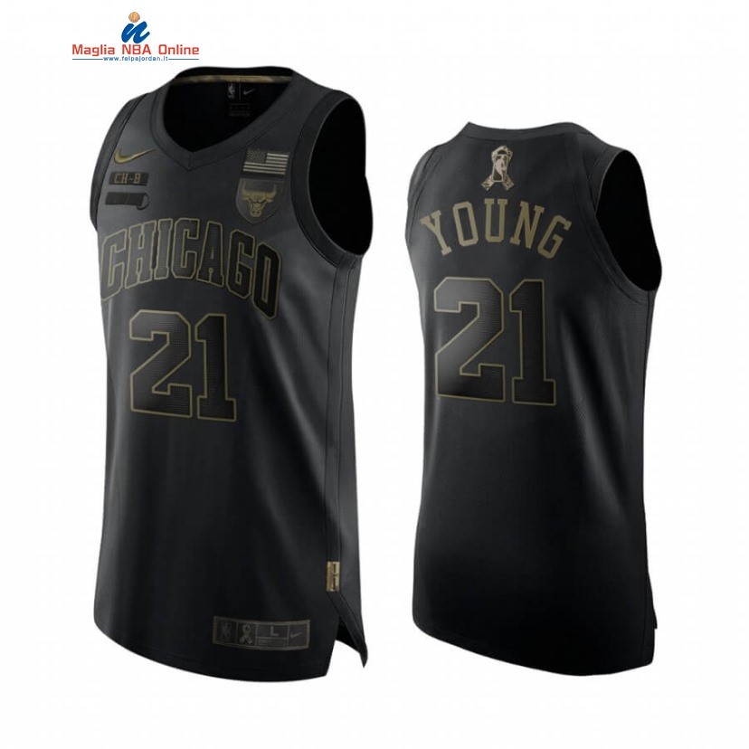 Maglia NBA Nike Chicago Bulls #21 Thaddeus Young Nero 2020-21 Acquista