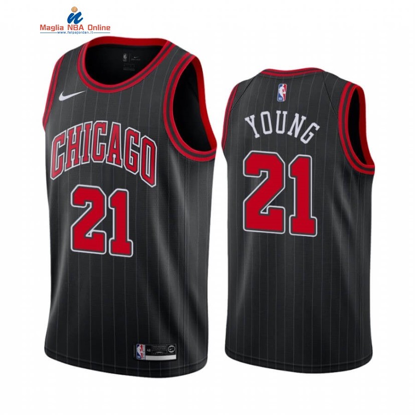 Maglia NBA Nike Chicago Bulls #21 Thaddeus Young Nero Statement 2020-21 Acquista