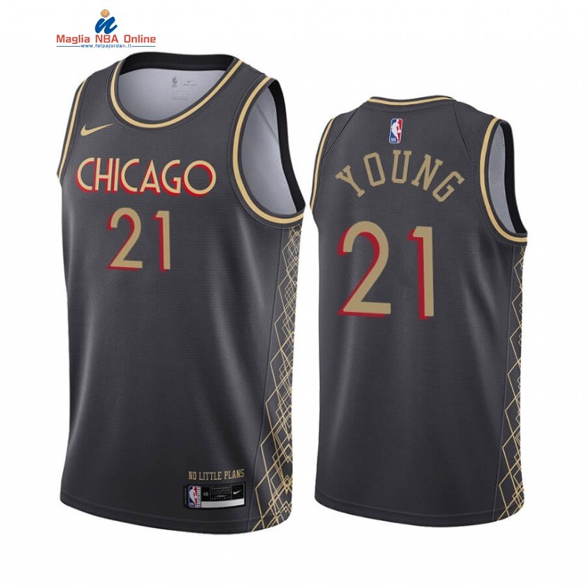 Maglia NBA Nike Chicago Bulls #21 Thaddeus Young Nike Nero Città 2020-21 Acquista