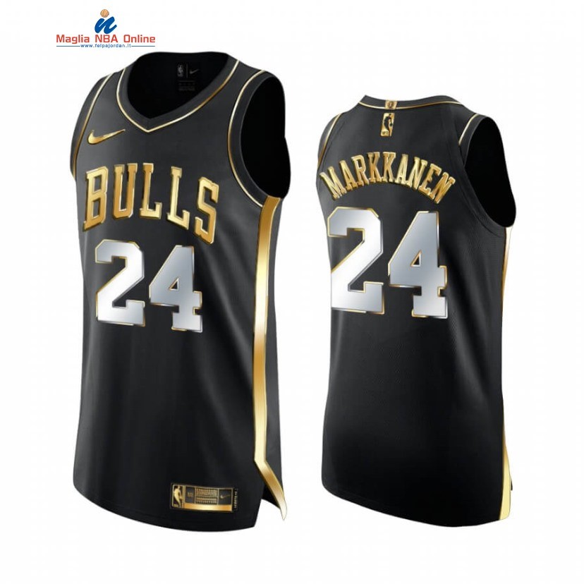 Maglia NBA Nike Chicago Bulls #24 Lauri Markkanen Nero Oro 2020-21 Acquista