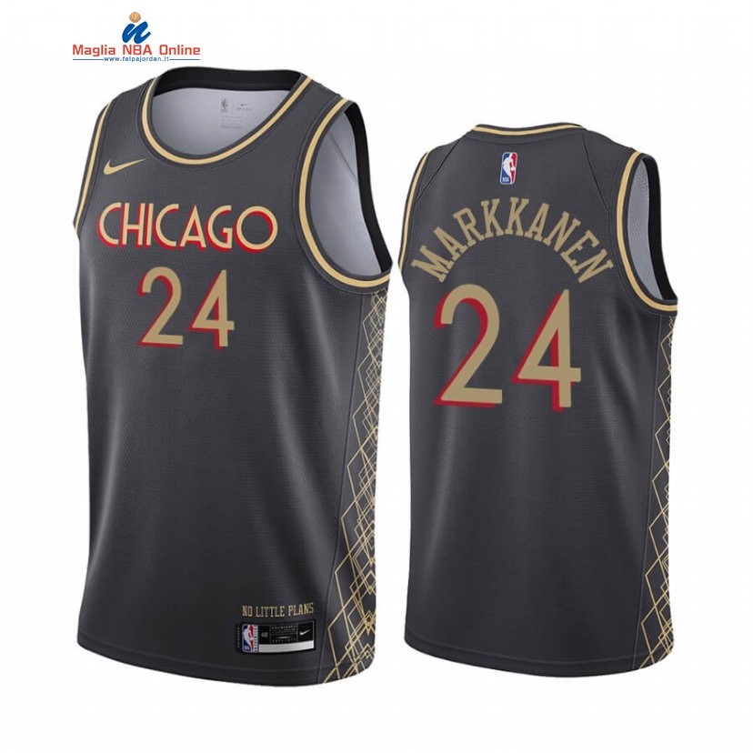 Maglia NBA Nike Chicago Bulls #24 Lauri Markkanen Nike Nero Città 2020-21 Acquista