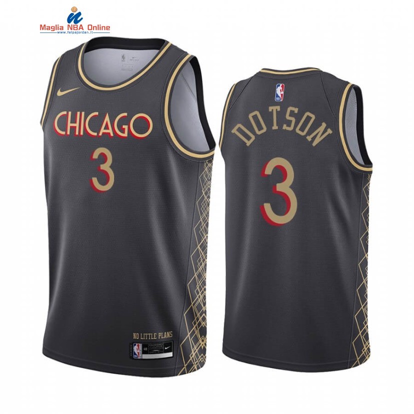 Maglia NBA Nike Chicago Bulls #3 Devon Dotson Nike Nero Città 2020-21 Acquista