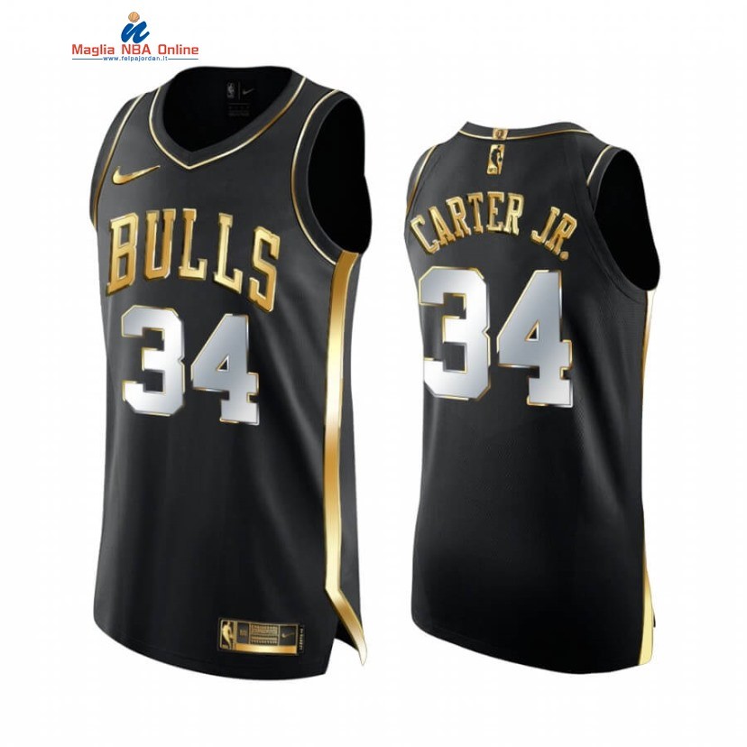 Maglia NBA Nike Chicago Bulls #34 Wendell Carter Jr. Nero Oro 2020-21 Acquista