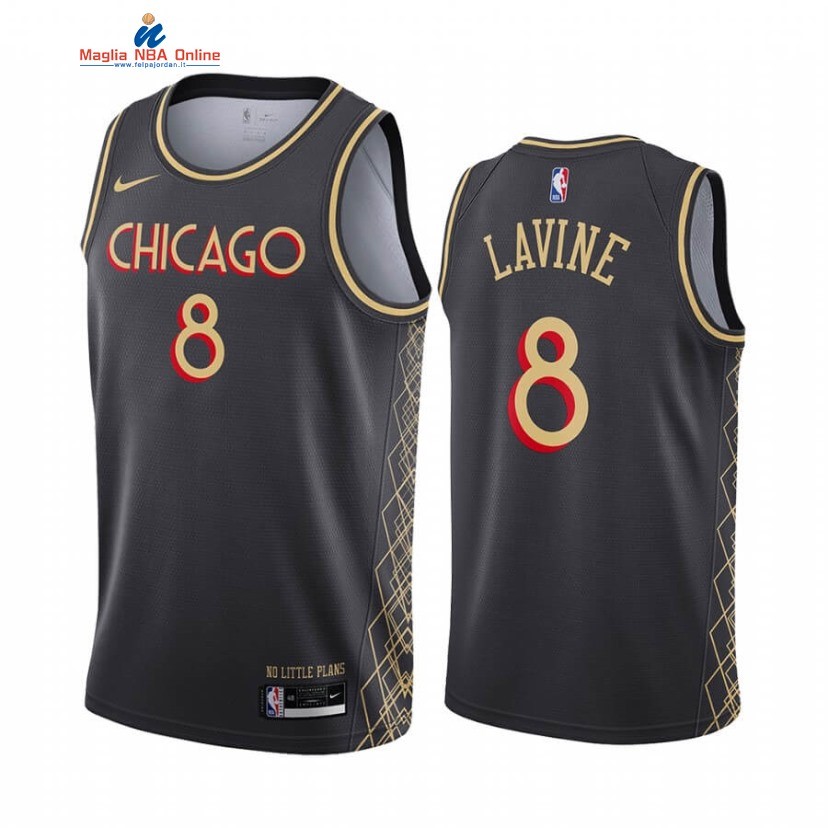 Maglia NBA Nike Chicago Bulls #8 Zach LaVine Nike Nero Città 2020-21 Acquista