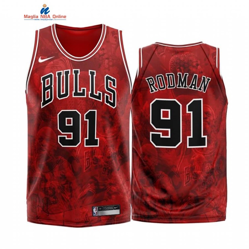 Maglia NBA Nike Chicago Bulls #91 Dennis Rodman Rosso 2020-21 Acquista
