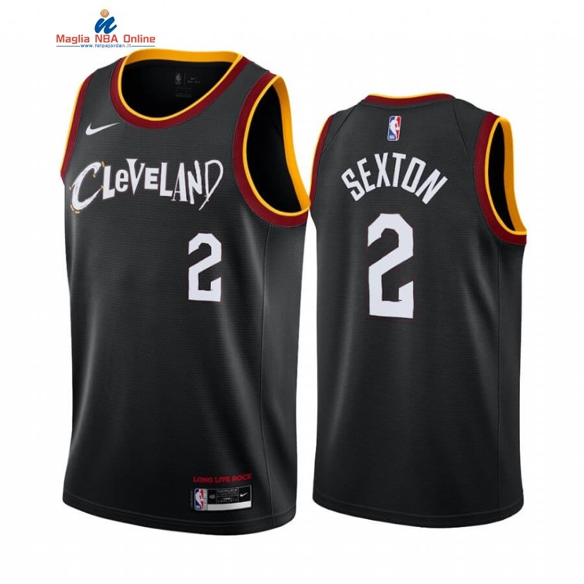 Maglia NBA Nike Cleveland Cavaliers #2 Collin Sexton Nero Città 2020-21 Acquista