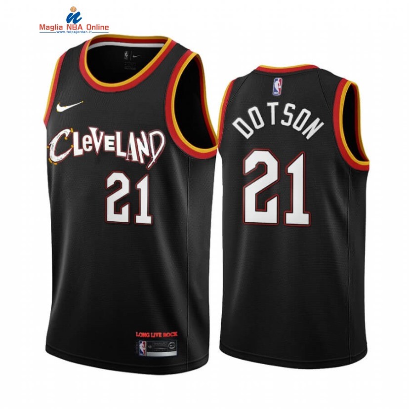 Maglia NBA Nike Cleveland Cavaliers #21 Damyean Dotson Nero Città 2020-21 Acquista