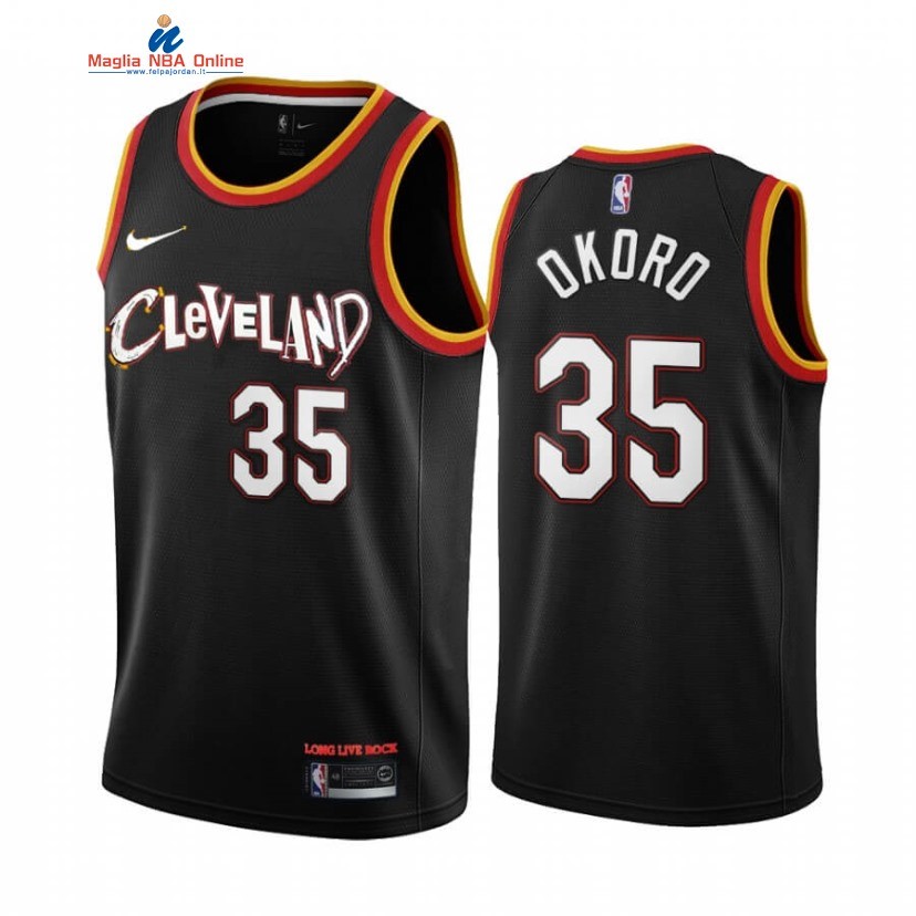 Maglia NBA Nike Cleveland Cavaliers #35 Isaac Okoro Nero Città 2020-21 Acquista