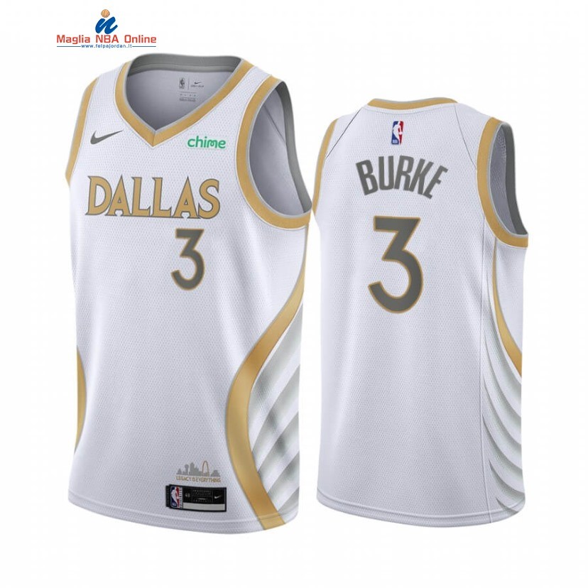 Maglia NBA Nike Dallas Mavericks #3 Trey Burke Bianco Città 2020-21 Acquista
