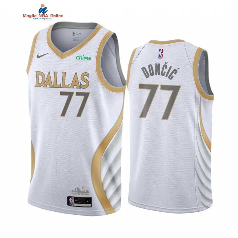 Maglia NBA Nike Dallas Mavericks #77 Luka Doncic Bianco Città 2020-21 Acquista