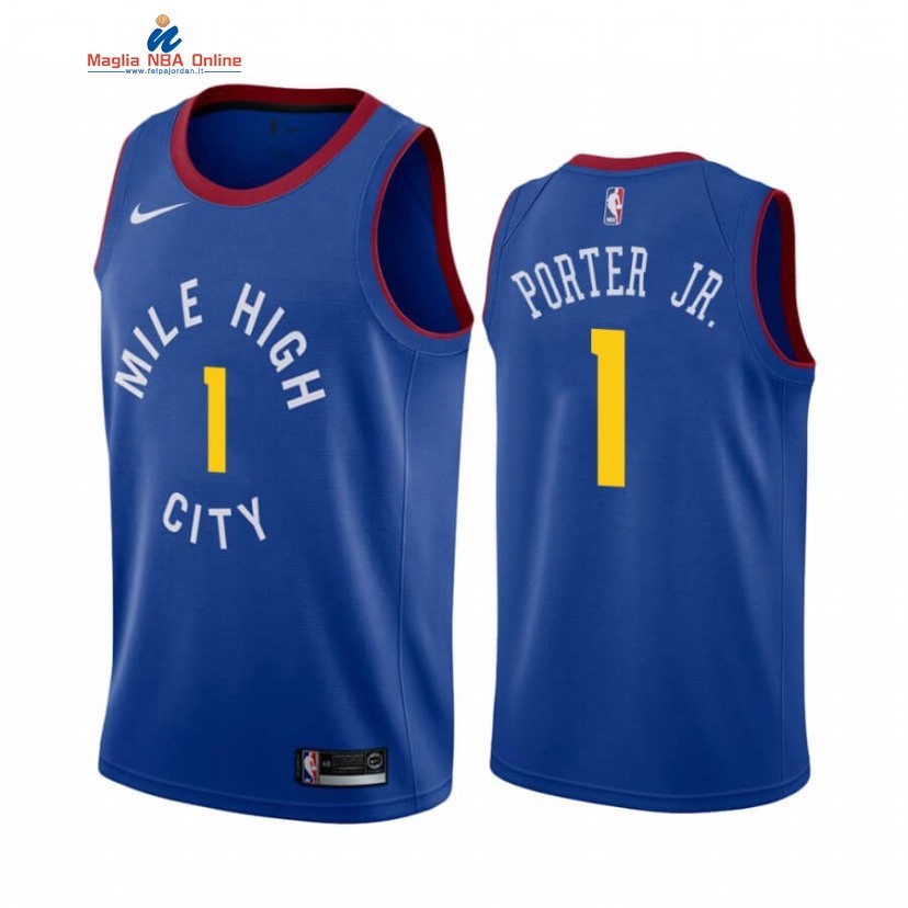 Maglia NBA Nike Denver Nuggets #1 Michael Porter Jr. Blu Statement 2020-21 Acquista