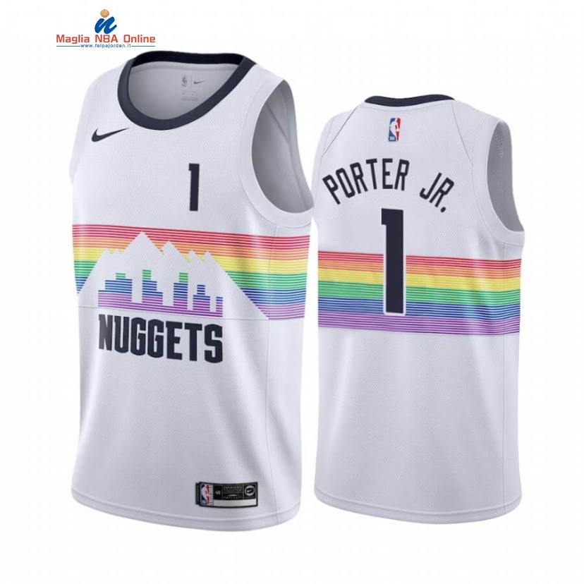 Maglia NBA Nike Denver Nuggets #1 Michael Porter Jr. Nike Bianco Città 2020 Acquista