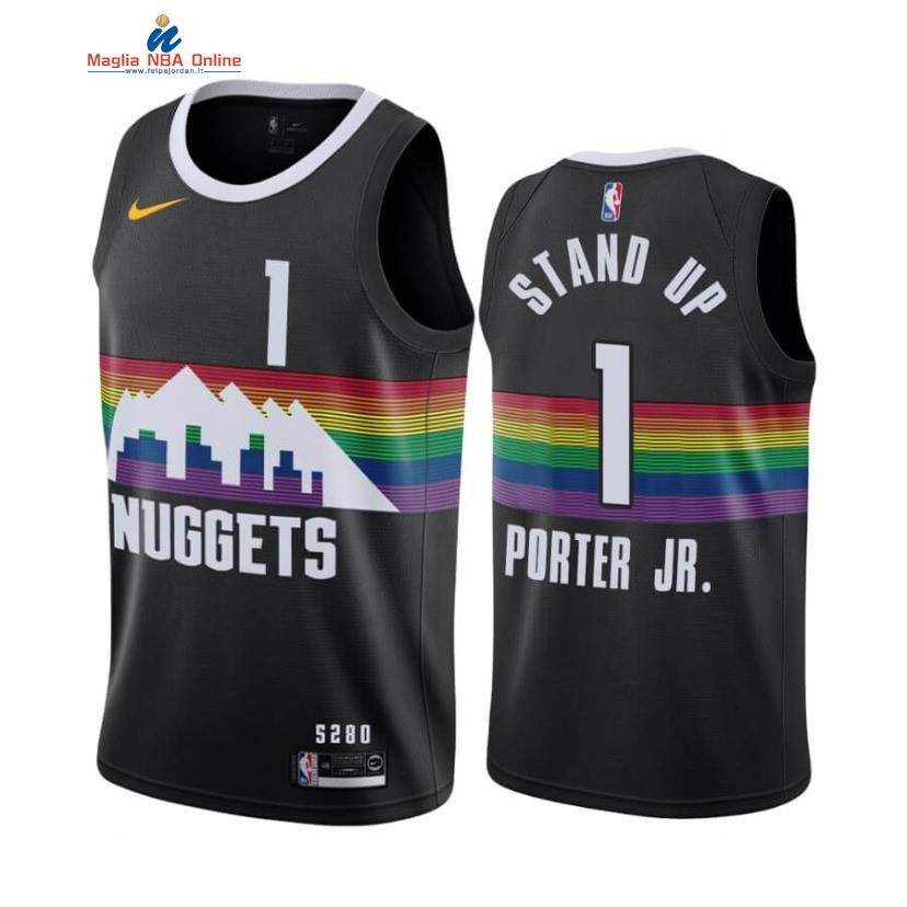 Maglia NBA Nike Denver Nuggets #1 Michael Porter Jr. Nike Nero Città 2020 Acquista