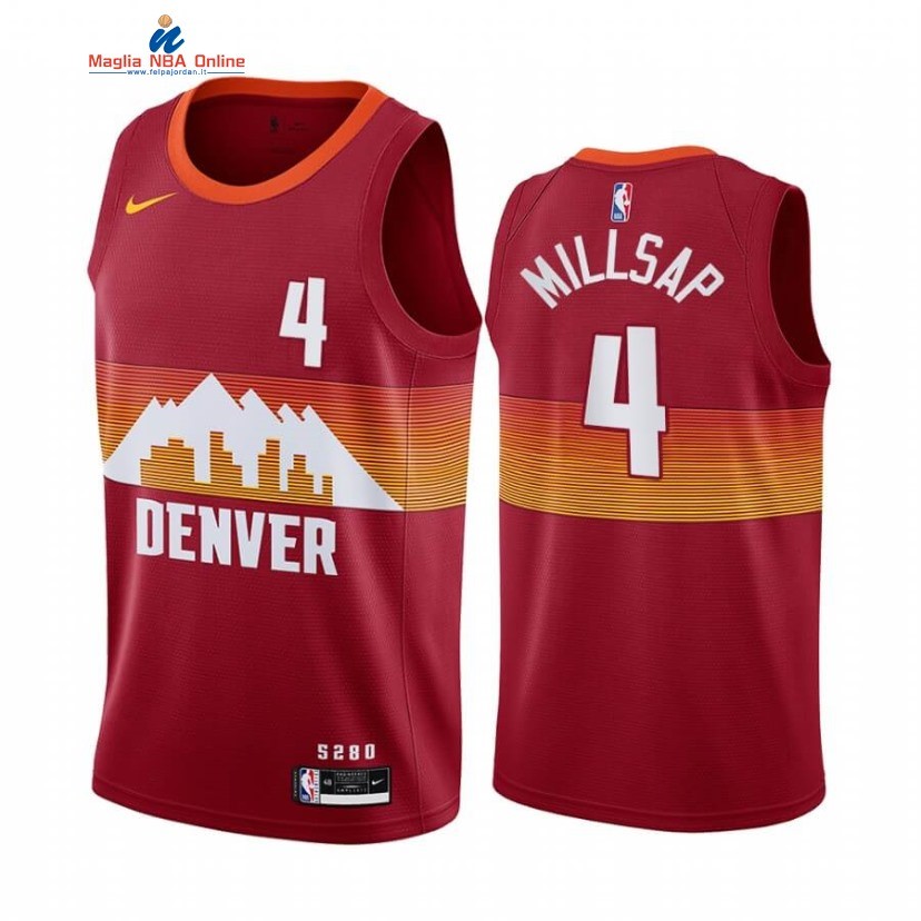 Maglia NBA Nike Denver Nuggets #4 Paul Millsap Arancia Città 2020-21 Acquista