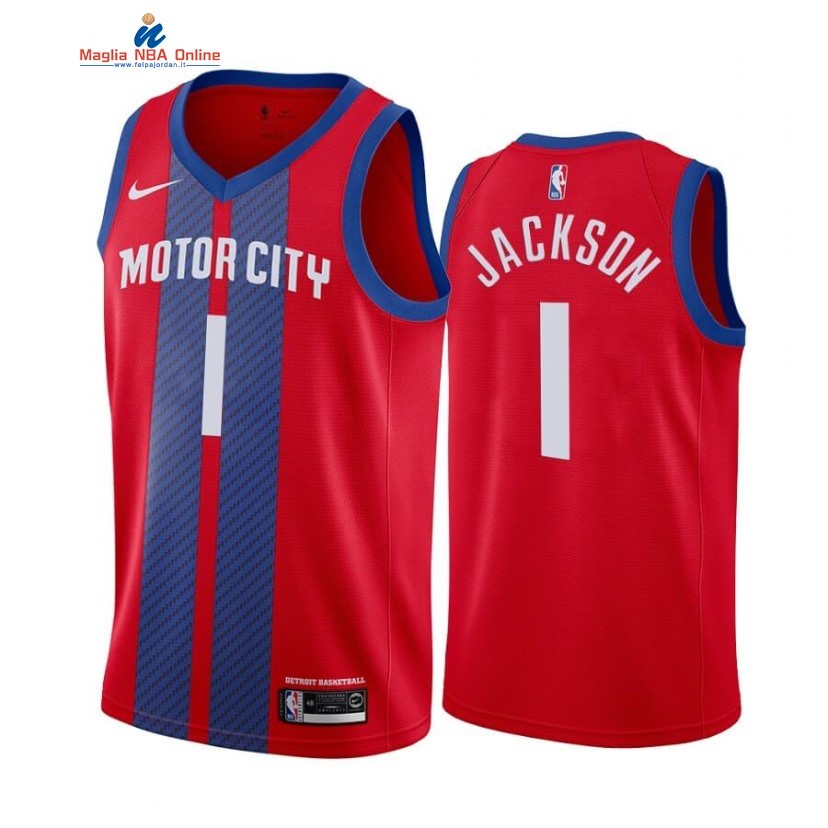 Maglia NBA Nike Detroit Pistons #1 Reggie Jackson Nike Rosso Città 2019-20 Acquista