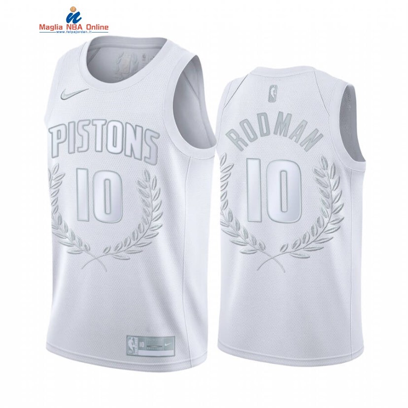 Maglia NBA Nike Detroit Pistons #10 Dennis Rodman Bianco 2020 Acquista
