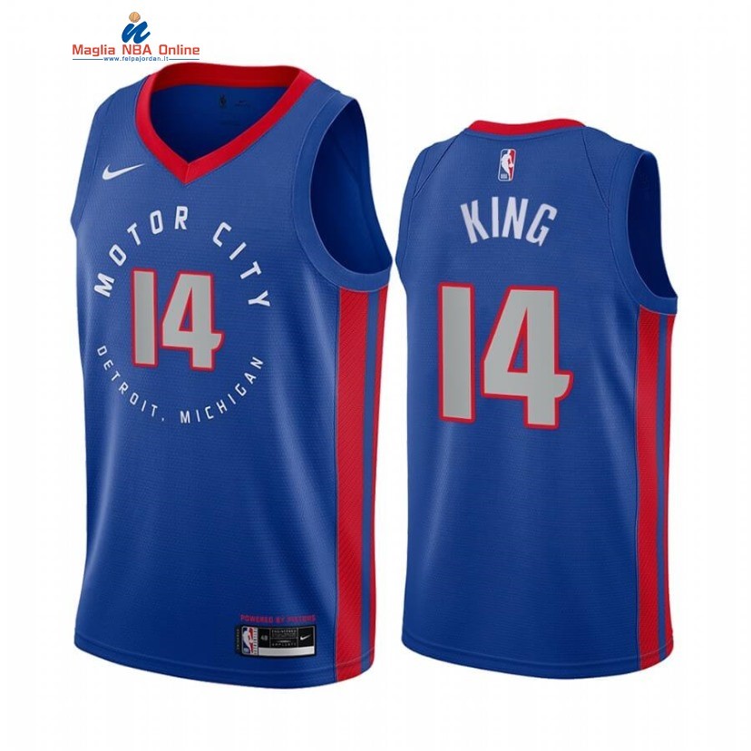 Maglia NBA Nike Detroit Pistons #14 Louis King Nike Blu Città 2020-21 Acquista