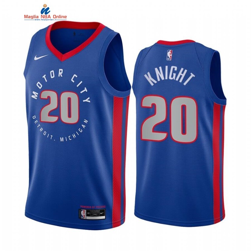 Maglia NBA Nike Detroit Pistons #20 Brandon Knight Nike Blu Città 2020-21 Acquista